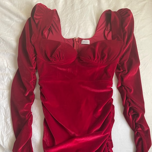 Midnight Shadows Velvet Puff Shoulders Mini Dress - Picture 7 of 8